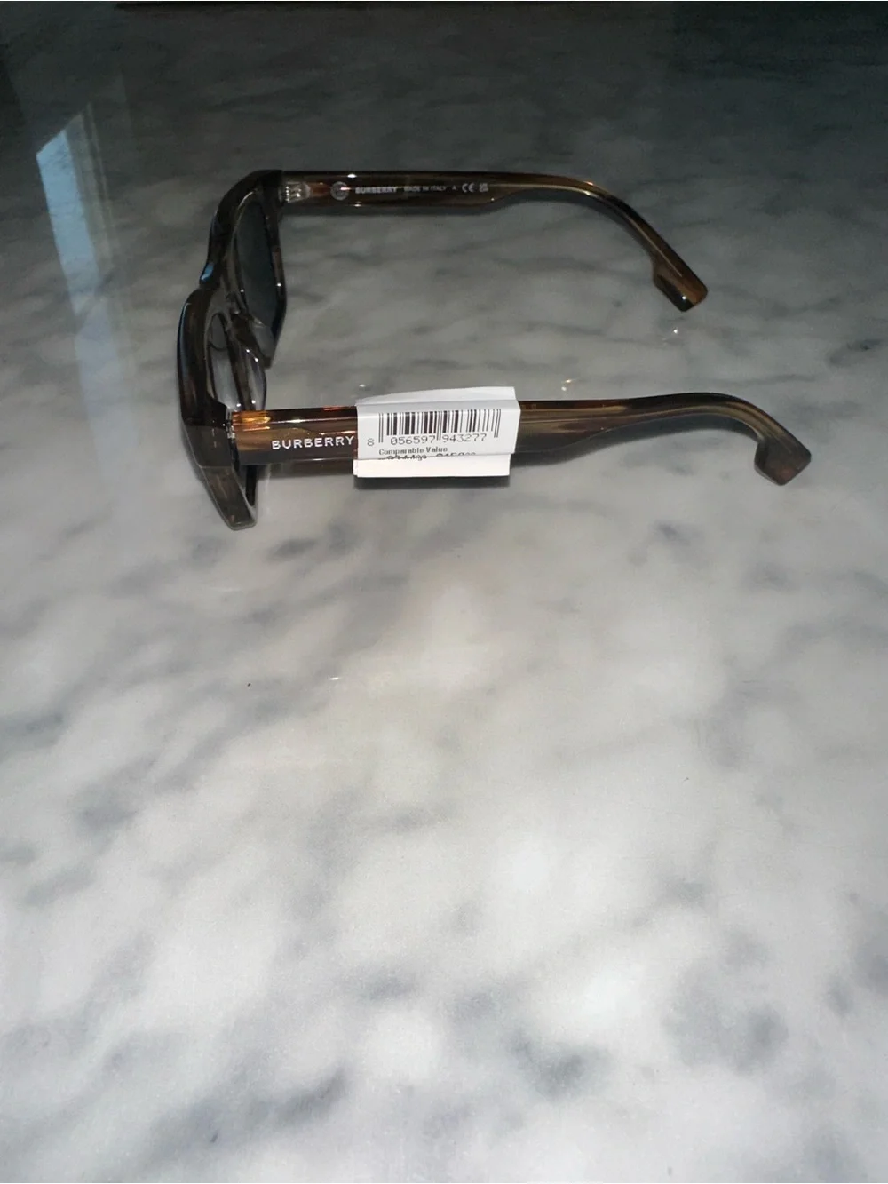 Burberry Brown Tortoiseshell Frame Sunglasses with Blue Lenses